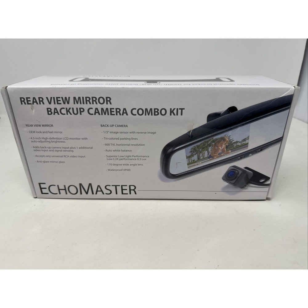 EchoMaster - 4.3Rear-View Mirror Monitor and Back-Up Camera Kit -‎ Black
